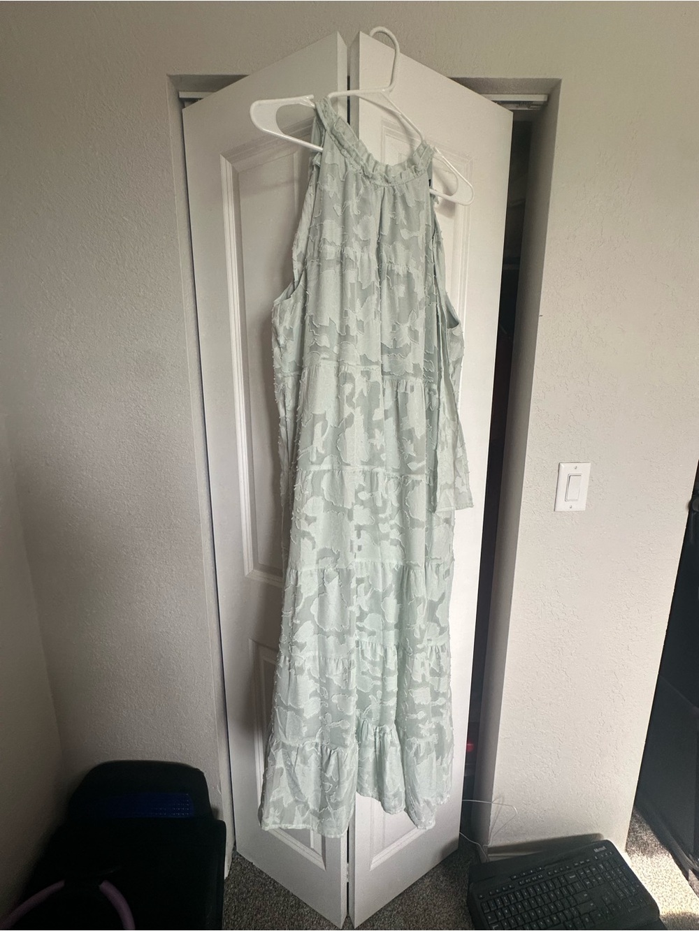 Light Mint Sleeveless Maxi Dress - Elegant Tiered Halter
